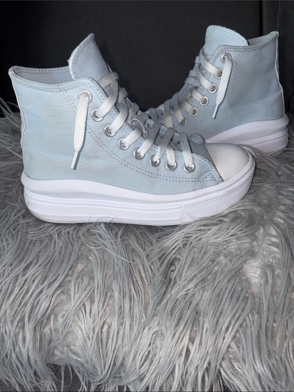 Converse Light Blue High-Top Platform Sneakers